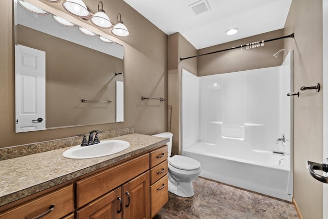 625 34th Ave Unit A, Minot, ND 58701 - full bathroom featuring toilet, vanity, and washtub / shower combination