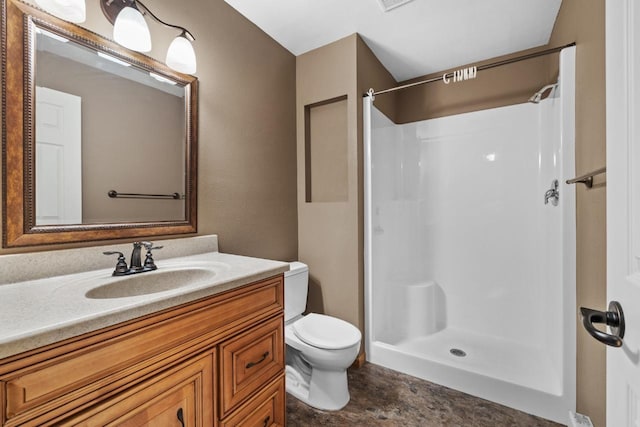625 34th Ave Unit A, Minot, ND 58701 - full bathroom with a shower, toilet, and vanity