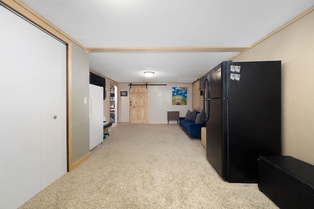 1816 7th St, Minot, ND 58703 - unfurnished room featuring a barn door and carpet