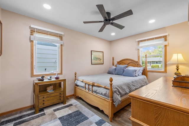 1213 Sunset Blvd, Minot, ND 58703 - bedroom featuring recessed lighting, ceiling fan, and baseboards