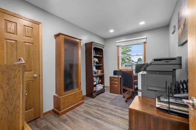 1213 Sunset Blvd, Minot, ND 58703 - office featuring wood finished floors, recessed lighting, and baseboards