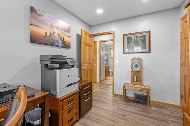 1213 Sunset Blvd, Minot, ND 58703 - office featuring light wood-style flooring, recessed lighting, and baseboards