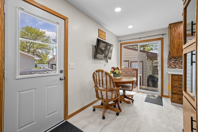 1213 Sunset Blvd, Minot, ND 58703 - entryway featuring baseboards and recessed lighting