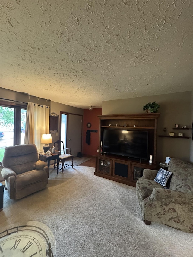 1130 8th St, Minot, ND 58703 - living area featuring a textured ceiling and carpet