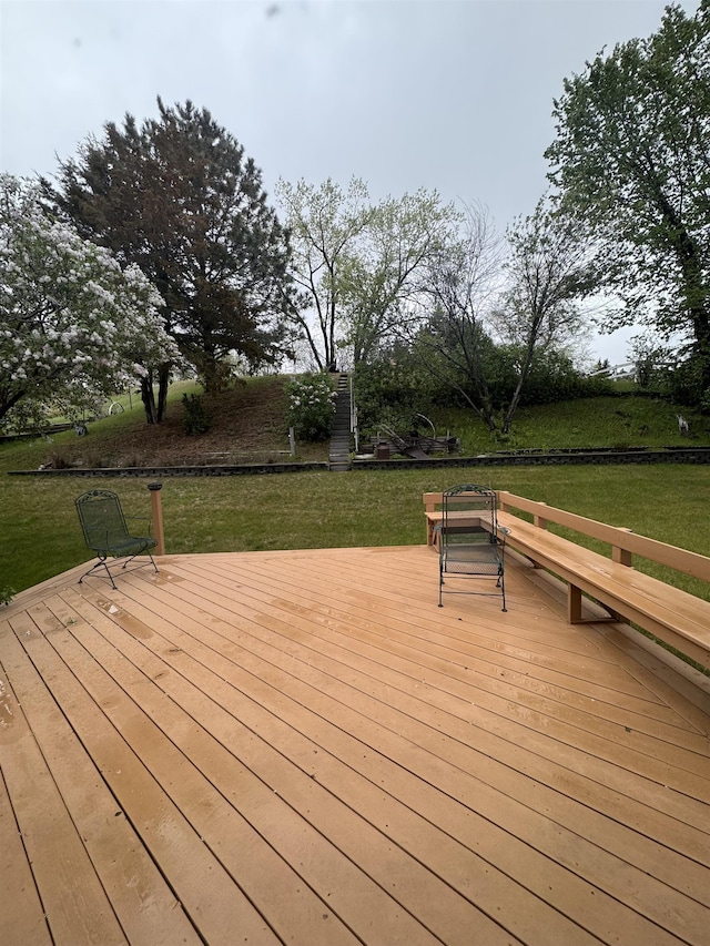 1130 8th St, Minot, ND 58703 - wooden terrace with a lawn