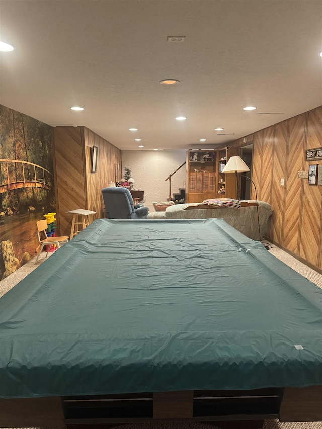 1130 8th St, Minot, ND 58703 - game room featuring wood walls and recessed lighting