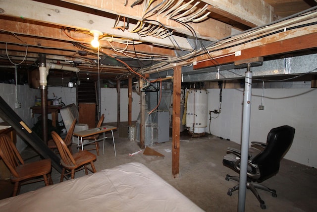 506 W Ave, Granville, ND 58741 - unfinished basement featuring heating unit and gas water heater