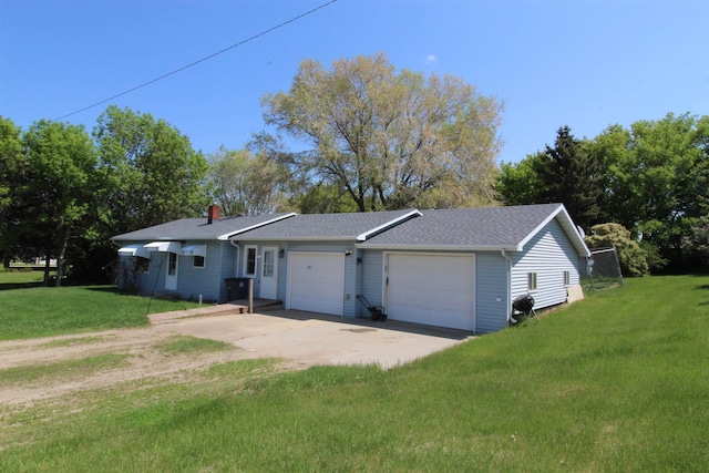 506 W Ave, Granville, ND 58741 - single story home featuring driveway, a front lawn, a chimney, a garage, and a shingled roof