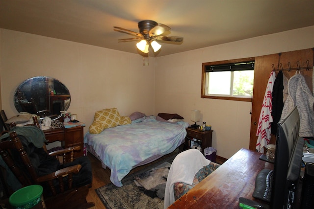 506 W Ave, Granville, ND 58741 - bedroom featuring wood finished floors and ceiling fan