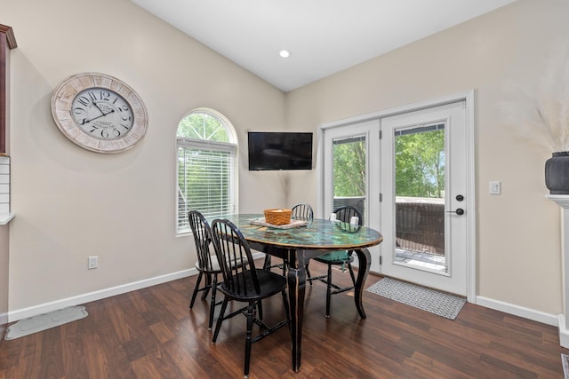1321 Golden Valley Ln, Minot, ND 58703 - dining space featuring dark wood-style flooring, baseboards, and recessed lighting