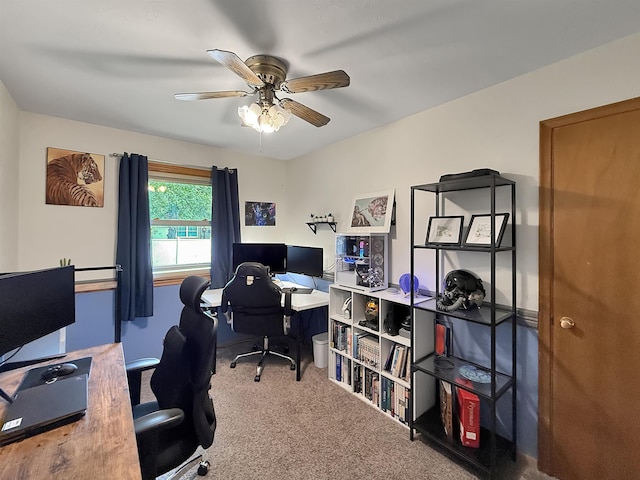 424 26th St, Minot, ND 58703 - carpeted home office featuring ceiling fan