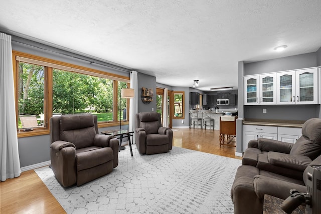 3304 12th St, Minot, ND 58701 - living area with wood finished floors, a textured ceiling, and baseboards