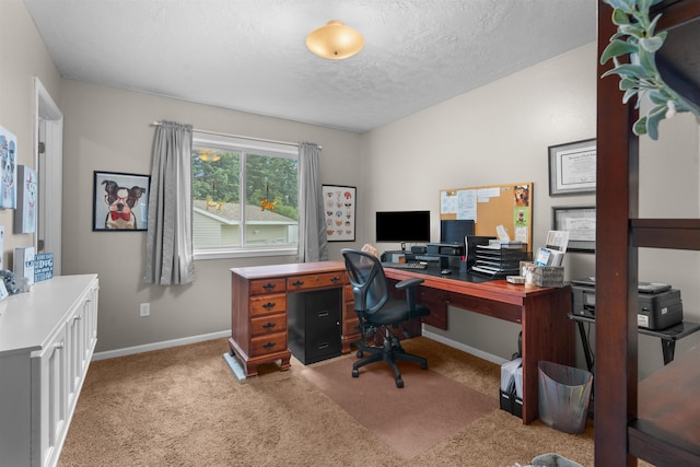 1705 SW Evergreen Ave, Minot, ND 58701 - carpeted home office with baseboards and a textured ceiling