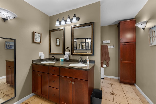 1705 SW Evergreen Ave, Minot, ND 58701 - full bathroom featuring double vanity and tile patterned flooring