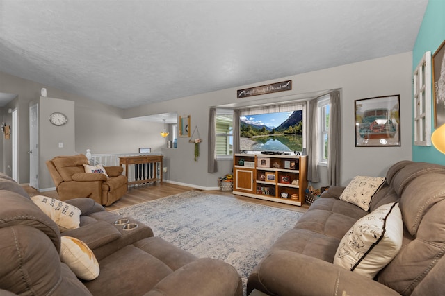1705 SW Evergreen Ave, Minot, ND 58701 - living room featuring wood finished floors and baseboards