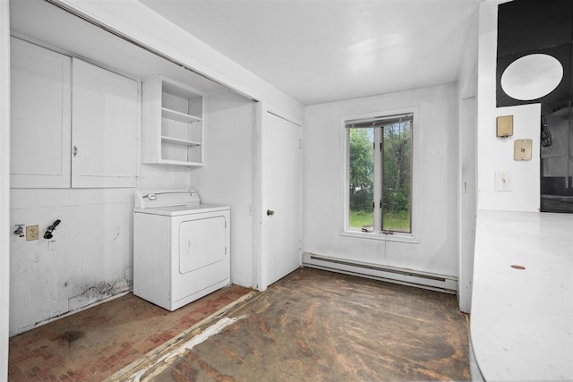 306 2nd St, Towner, ND 58788 - washroom featuring washer / dryer and a baseboard heating unit