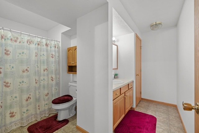 2009 14th St, Minot, ND 58703 - full bath featuring vanity, tile patterned floors, and curtained shower