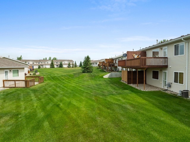 2009 14th St, Minot, ND 58703 - view of grassy yard with a residential view and a wooden deck