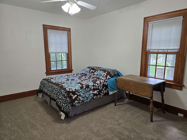 209 University Ave, Minot, ND 58703 - bedroom featuring carpet flooring, multiple windows, and a ceiling fan