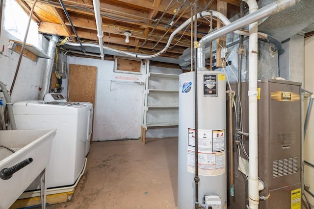 615 18th Ave, Minot, ND 58701 - unfinished below grade area featuring gas water heater and independent washer and dryer