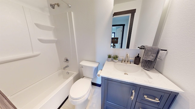 1113 10th St, Minot, ND 58703 - bathroom with vanity, tub / shower combination, and a textured wall