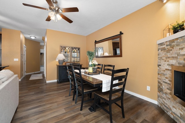 4007 Crossing St, Minot, ND 58701 - dining room with dark wood finished floors and ceiling fan