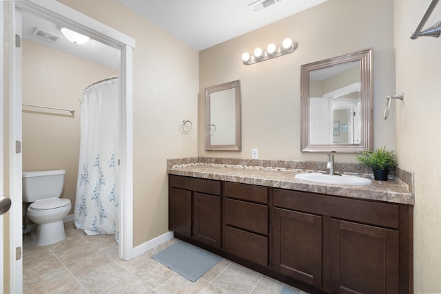 4007 Crossing St, Minot, ND 58701 - full bathroom featuring double vanity, curtained shower, and tile patterned floors