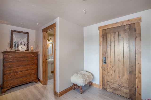 interior space with light hardwood / wood-style floors