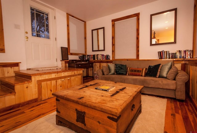 living room featuring light hardwood / wood-style flooring