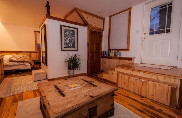 living room with light hardwood / wood-style floors