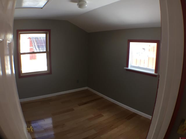 interior space with vaulted ceiling, light hardwood / wood-style floors, and a healthy amount of sunlight