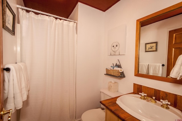 bathroom featuring toilet and large vanity