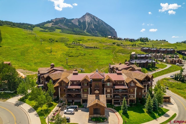 bird's eye view featuring a mountain view