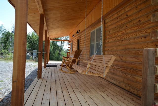 wooden deck with covered porch