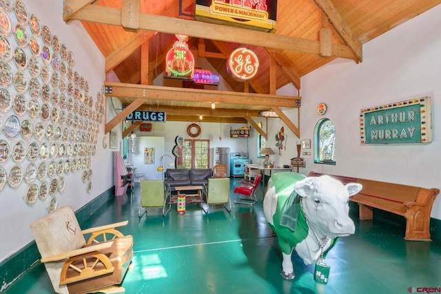1006 Top Of The World Dr, Placerville, CO 81430 - interior space featuring vaulted ceiling with beams