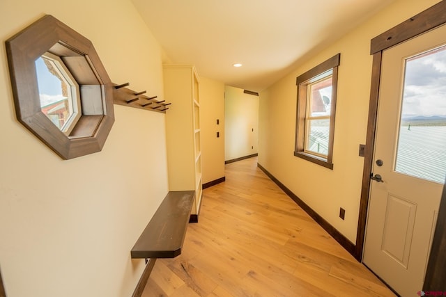 interior space with light hardwood / wood-style floors