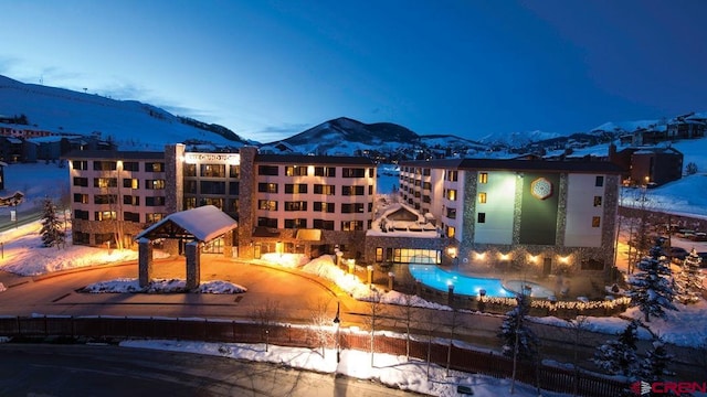 exterior space with a mountain view