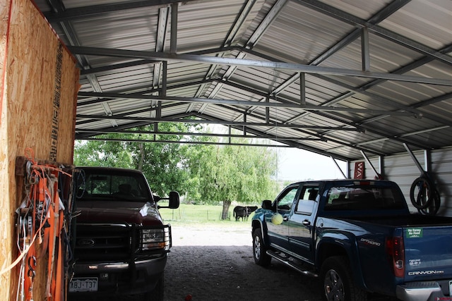 garage with a carport