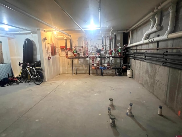 basement featuring a workshop area