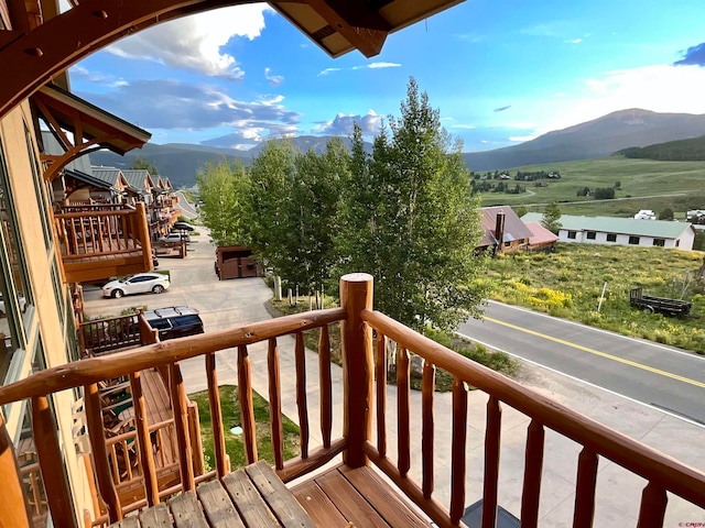 balcony with a mountain view