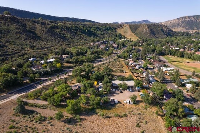 bird's eye view with a mountain view