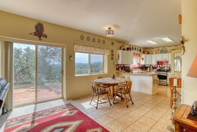 view of tiled dining space