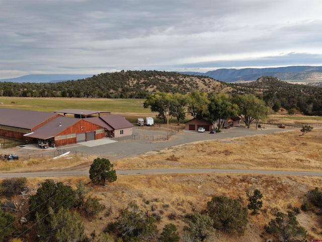 aerial view with a rural view and a mountain view