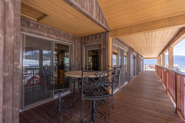 deck with a mountain view