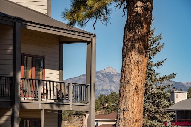 exterior space featuring a mountain view