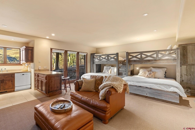 103 Double Eagle Way, Mountain Village, CO 81435 - tiled bedroom featuring sink and access to outside