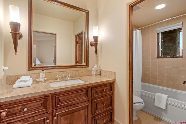 103 Double Eagle Way, Mountain Village, CO 81435 - full bathroom featuring tile floors, shower / bath combination with curtain, toilet, and vanity