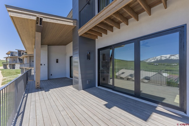 deck with a mountain view