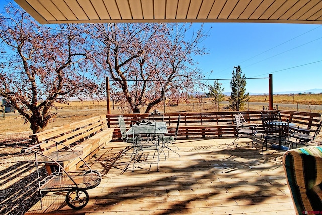 deck featuring a rural view