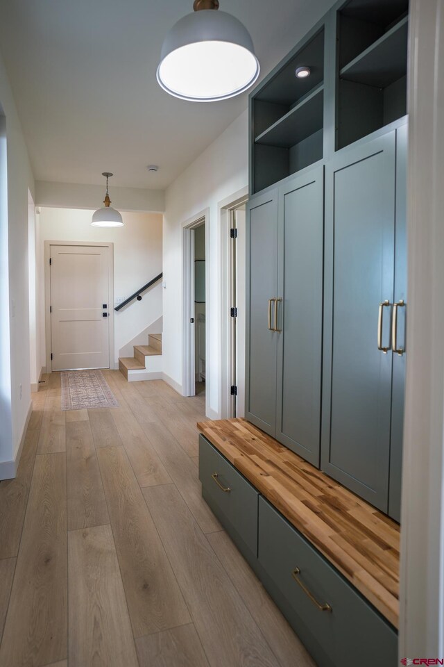 mudroom featuring light hardwood / wood-style floors